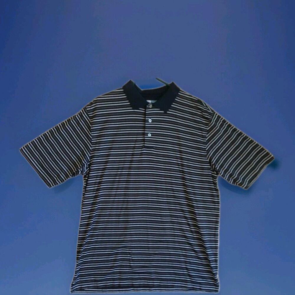 Jos. A. Bank Ledbetter Golf Polo Shirt Mens Medium M Black White Short Sleeve